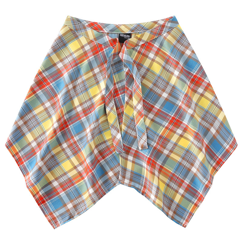 復古美拉德疊穿搭配神器格子屁簾女一片式系帶藏肉半身裙簾子