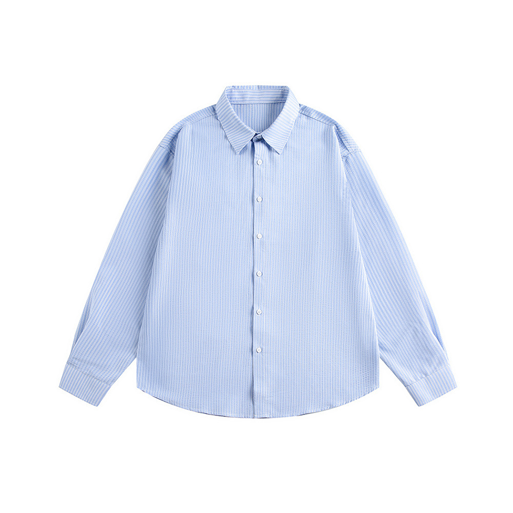 復古休閒通勤高智感長袖襯衫女寬鬆百搭慵懶早春條紋襯衣