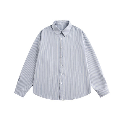 復古休閒通勤高智感長袖襯衫女寬鬆百搭慵懶早春條紋襯衣