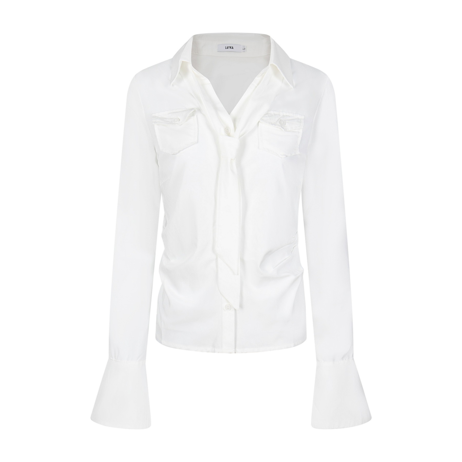 粉色綢緞條紋顯瘦掐腰長袖襯衫女辣妹甜酷飄帶設計感上衣