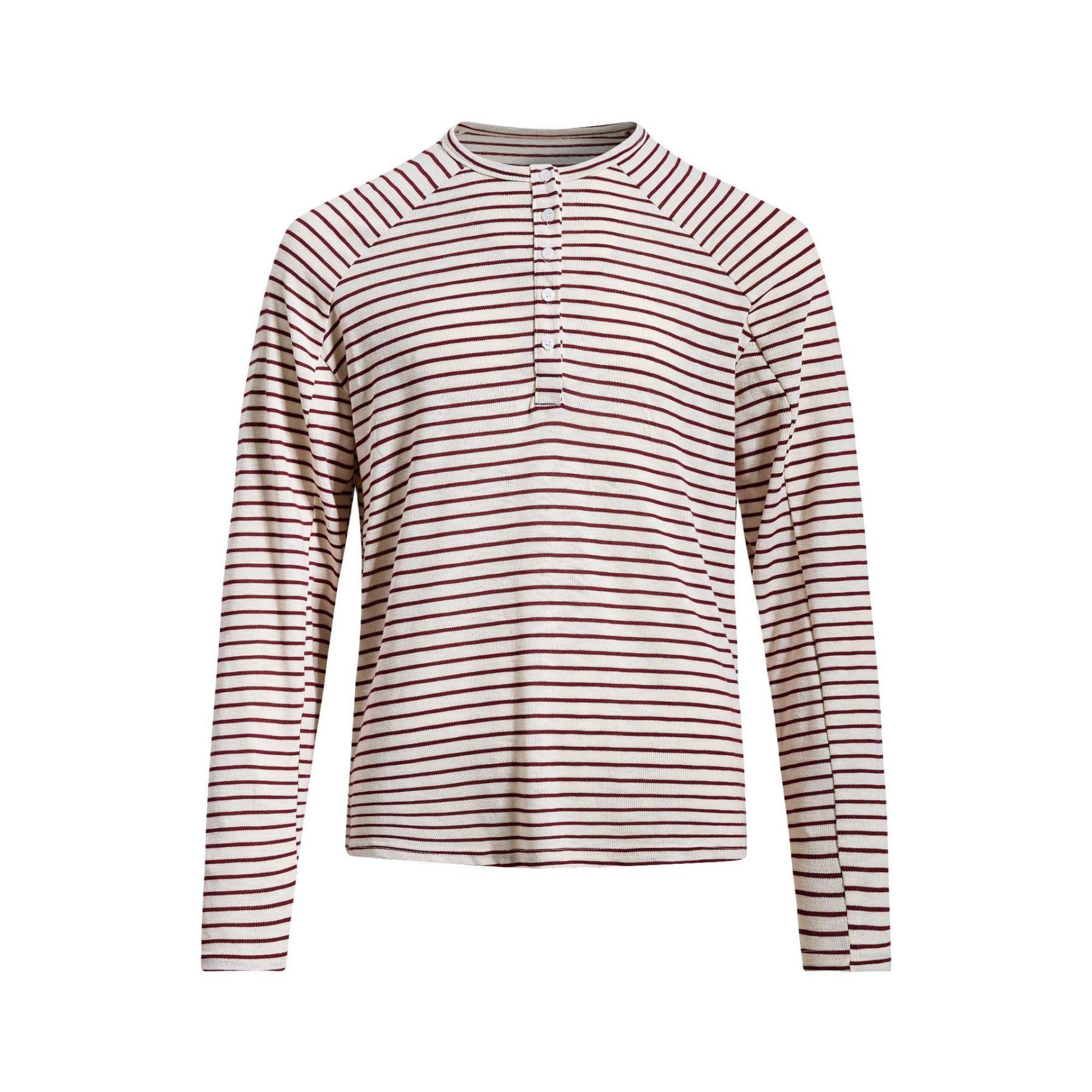 美式復古亨利領條紋長袖T恤女春夏輕薄寬鬆慵懶防曬罩衫