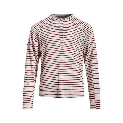 美式復古亨利領條紋長袖T恤女春夏輕薄寬鬆慵懶防曬罩衫