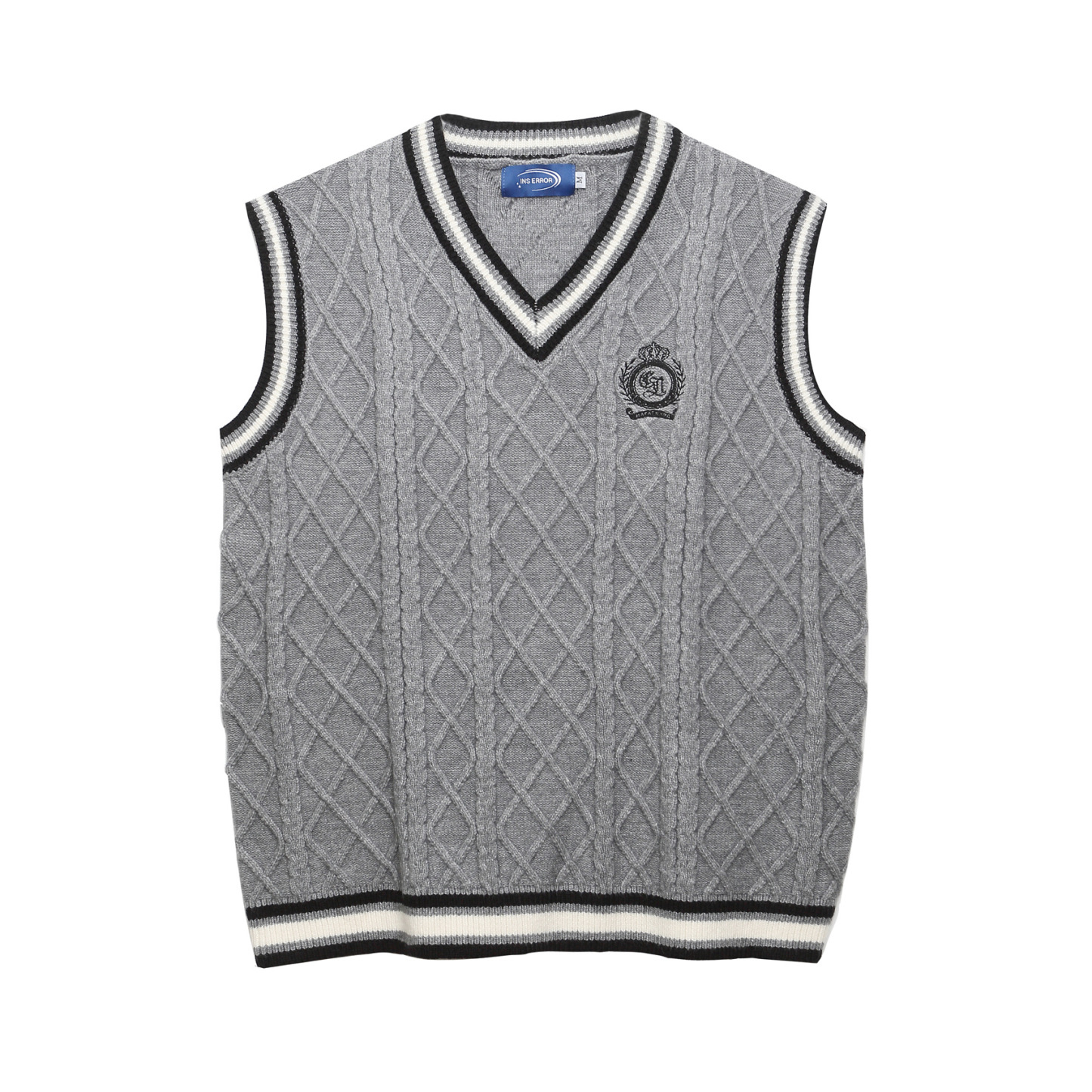 美式復古學院風刺繡美拉德馬甲背心毛衣女秋冬寬鬆針織衫