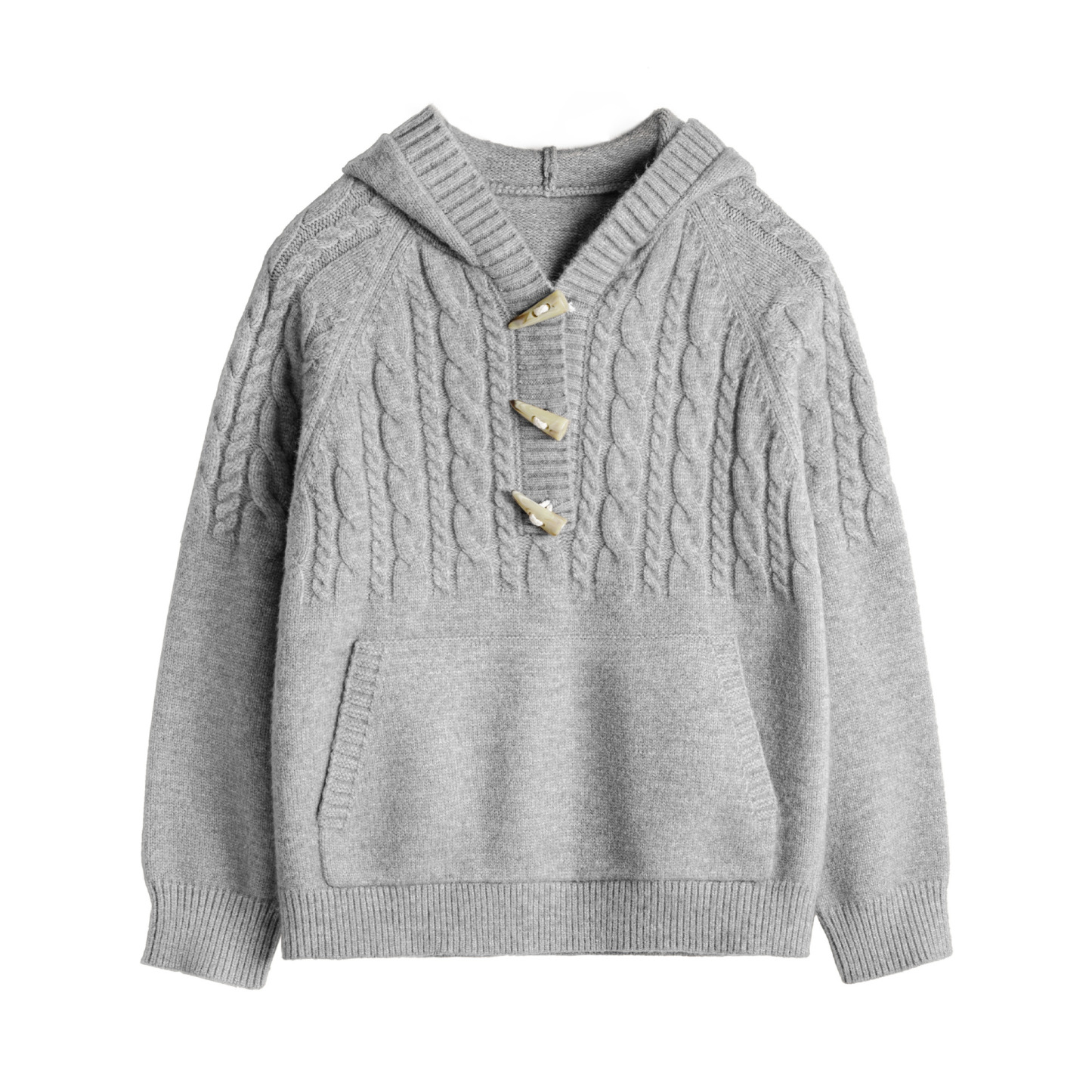 咖色半開領寬鬆加厚保暖套頭連帶帽針織毛衣衛衣外穿女士秋冬