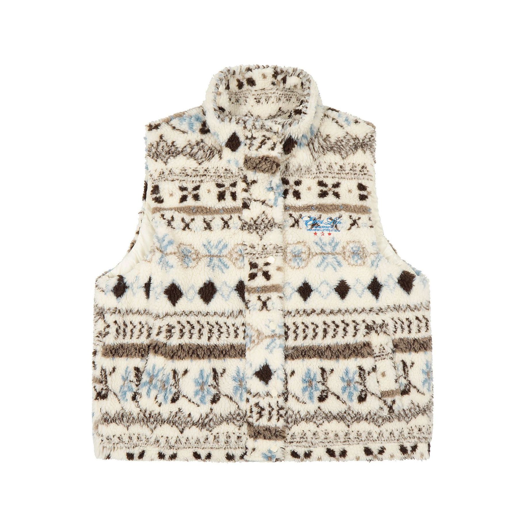 美式復古費爾島羊羔毛馬甲棉服外套女冬季新款氛圍感棉衣