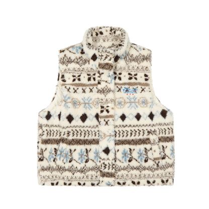 美式復古費爾島羊羔毛馬甲棉服外套女冬季新款氛圍感棉衣