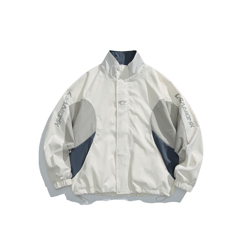 撞色拼接運動外套女春秋2025新款寬鬆設計感休閒立領夾克上衣