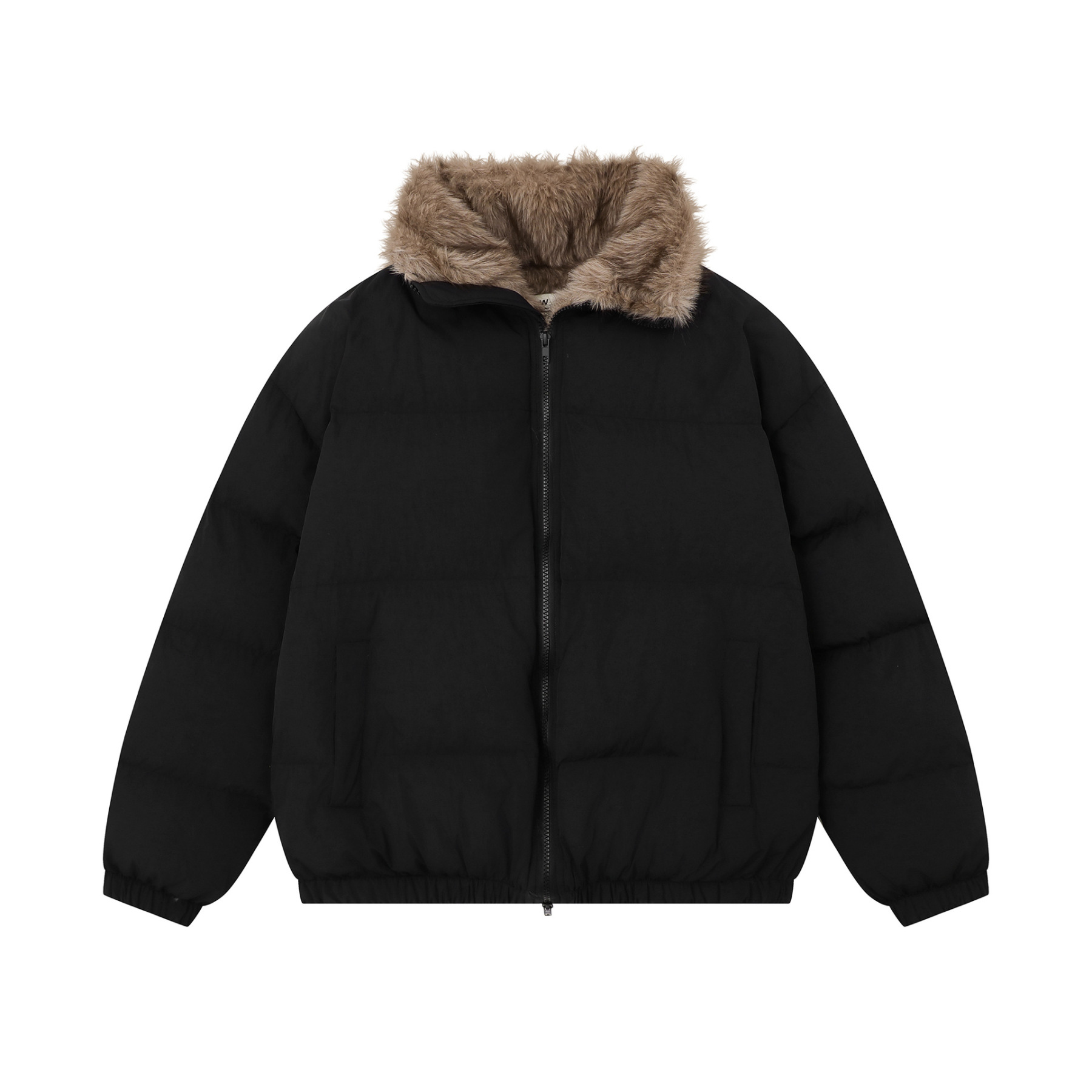 冬季加厚毛領保暖麵包棉服女立領高級感美式復古棉衣棉襖