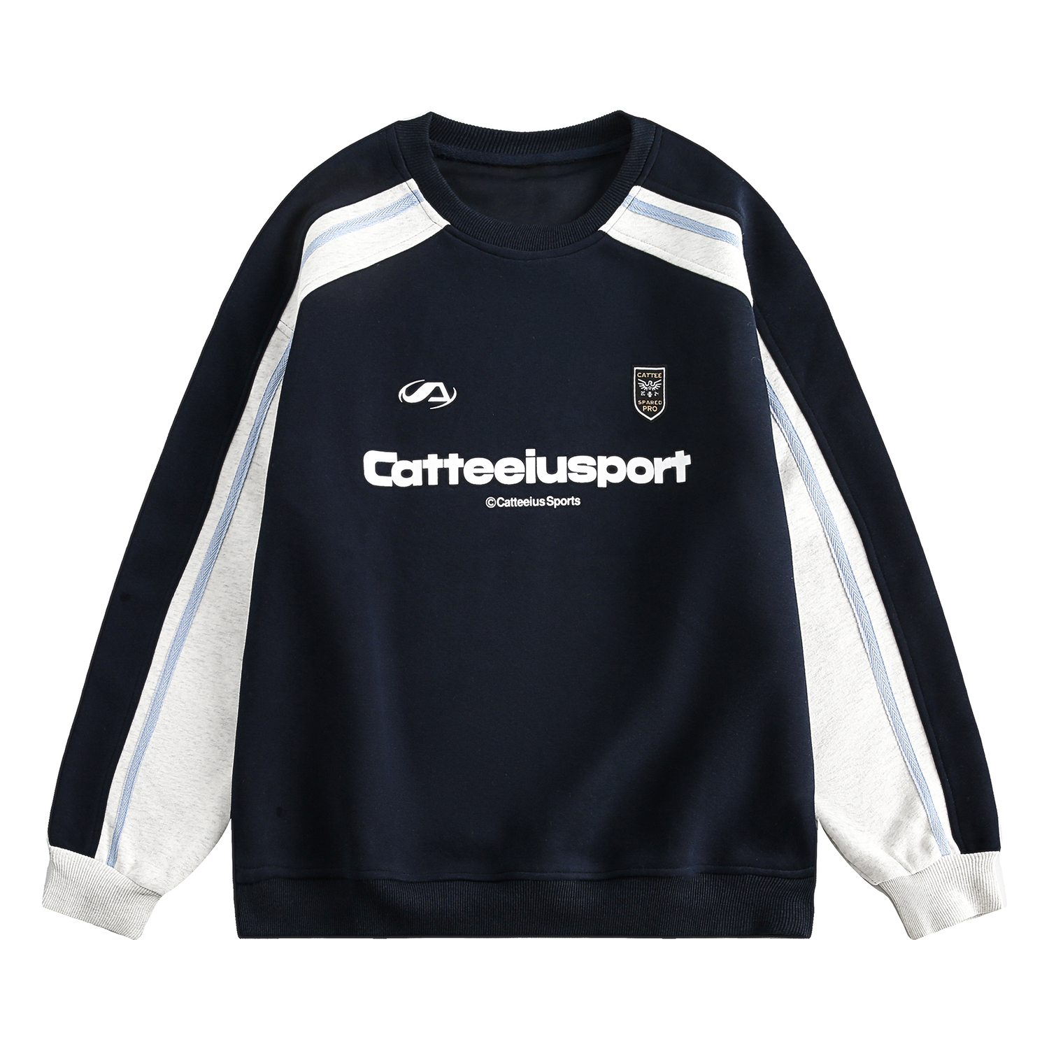 圓領衛衣女春秋oversize潮牌高級感印花拼色寬鬆上衣