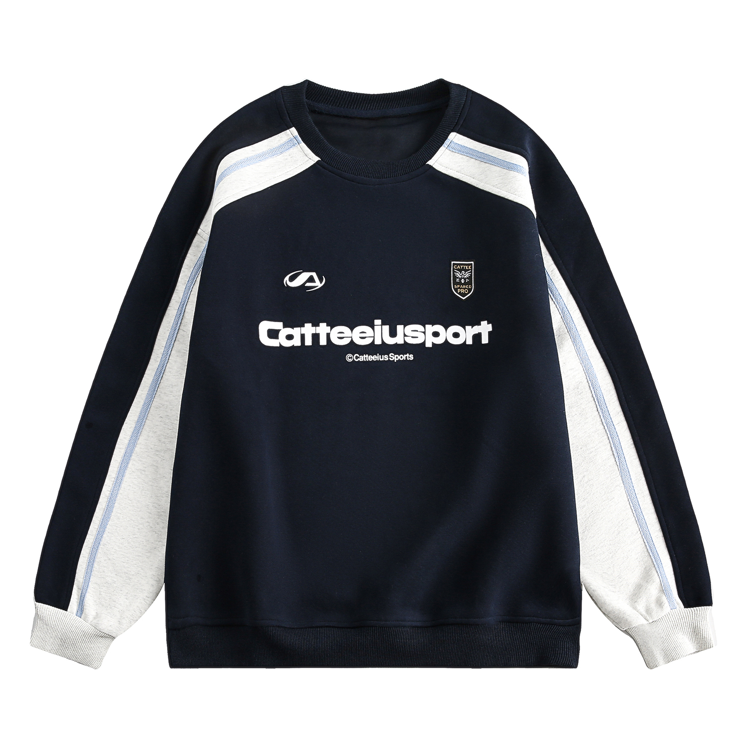 圓領衛衣女春秋oversize潮牌高級感印花拼色寬鬆上衣