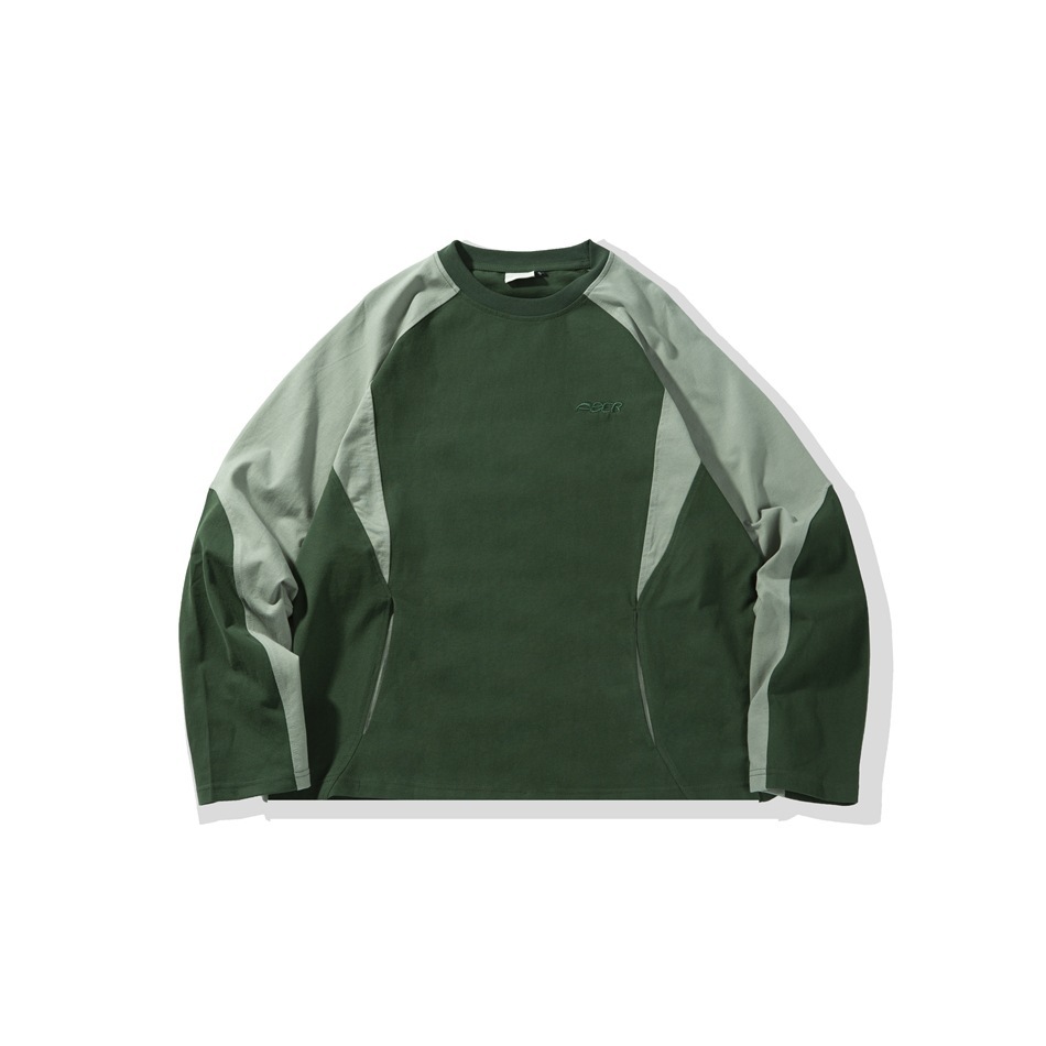 美式復古拼接撞色高級感長袖衛衣女寬鬆潮流上衣