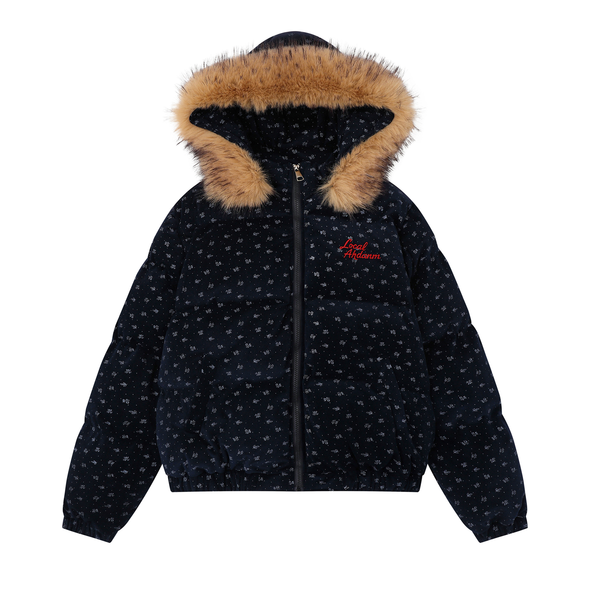 棉服女美式復古碎花設計感外套女冬季保暖加厚可拆卸棉衣