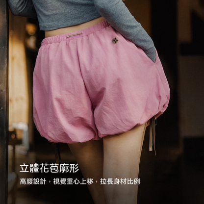 多巴胺輕薄A字闊腿花苞短褲雲朵燈籠短款蓬蓬半身裙褲女士夏