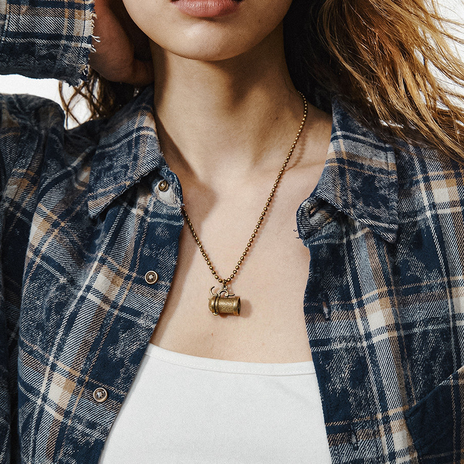 復古黃銅把把壺手把件黃銅掛件配飾品項鍊女款2026年新款吊墜