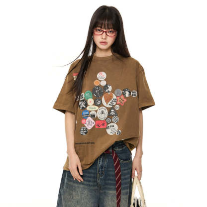 美式復古寬鬆短袖T恤女2025年夏季小眾設計感潮牌半袖女