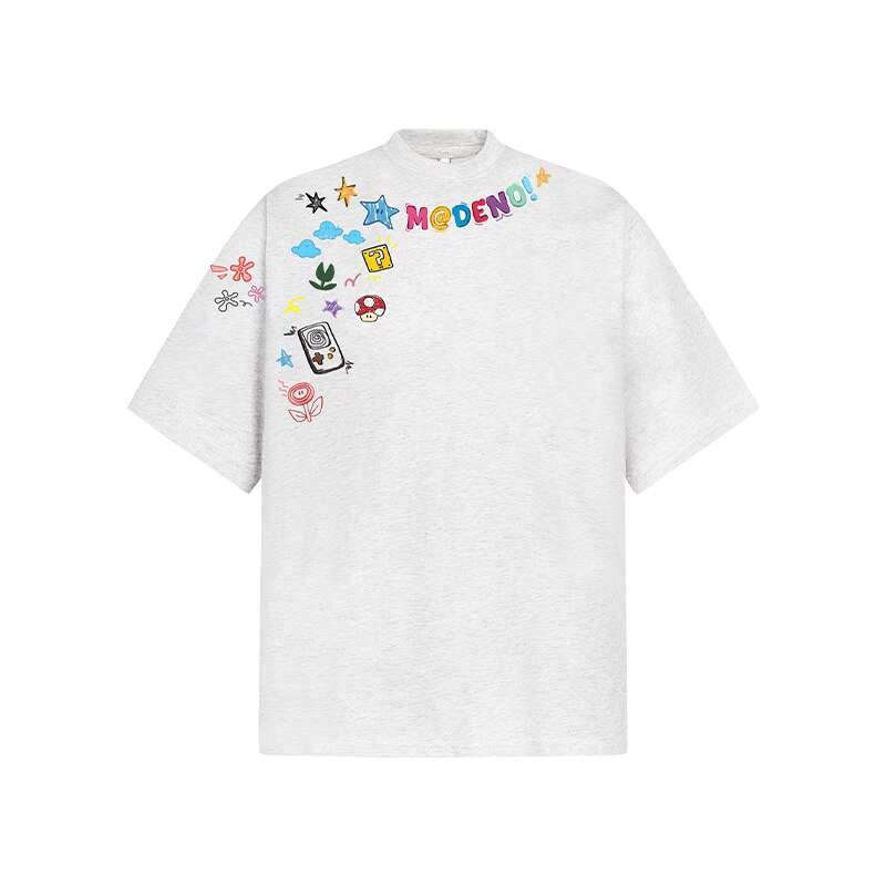 美式手繪塗鴉字母印花短袖女夏季新款寬鬆休閒T恤