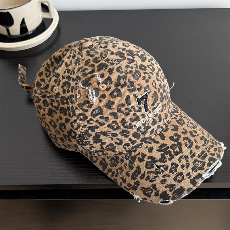 日系水洗牛仔數位7鴨舌帽帽子女顯臉小棒球帽夏