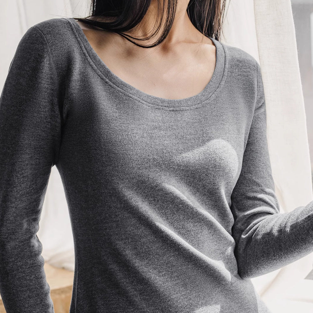 馬登女裝 仿德絨厚秋衣卫生裤套裝保暖發熱裸感睡衣打底內搭修身內衣冬女
