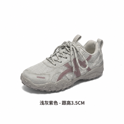 復古厚底拼接休閒鞋｜網面／皮面