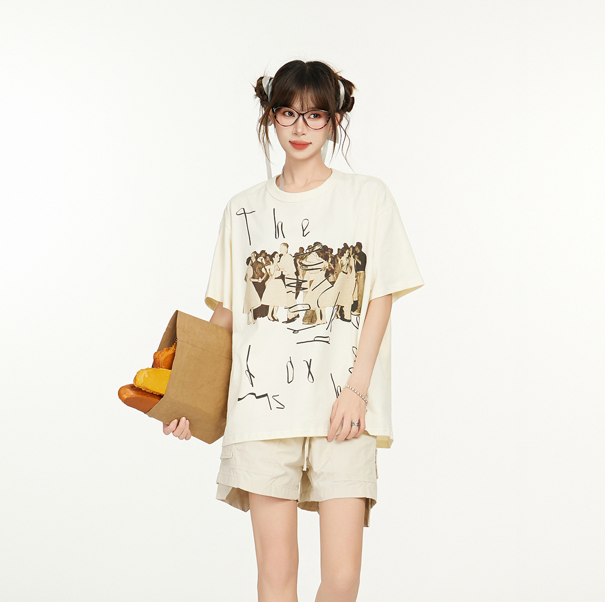 美式正肩短袖t恤女夏季半袖寬鬆顯瘦設計感小眾上衣