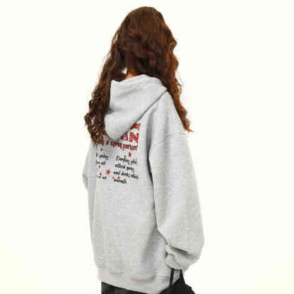 秋冬美式復古小眾印花連帽衛衣女潮牌上衣