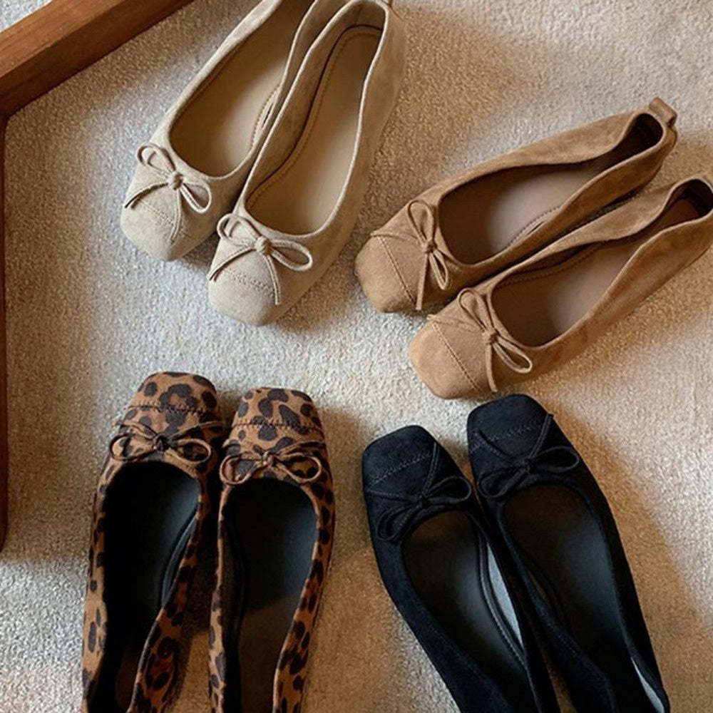 軟底蝴蝶結單鞋女春秋新款法式氣質晚晚鞋通勤芭蕾平底鞋