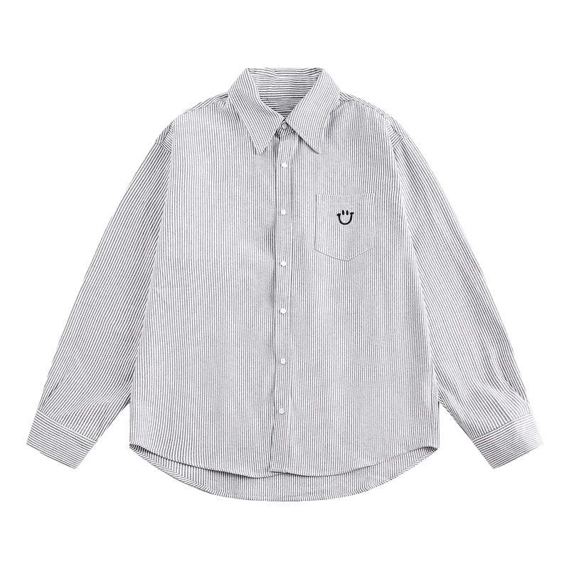 條紋襯衫女2024早秋新款上衣韓系別致小個子薄襯衣