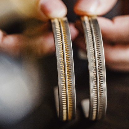 美式復古納瓦霍半環式手鐲潮流印第安開口白銅手環配飾品女