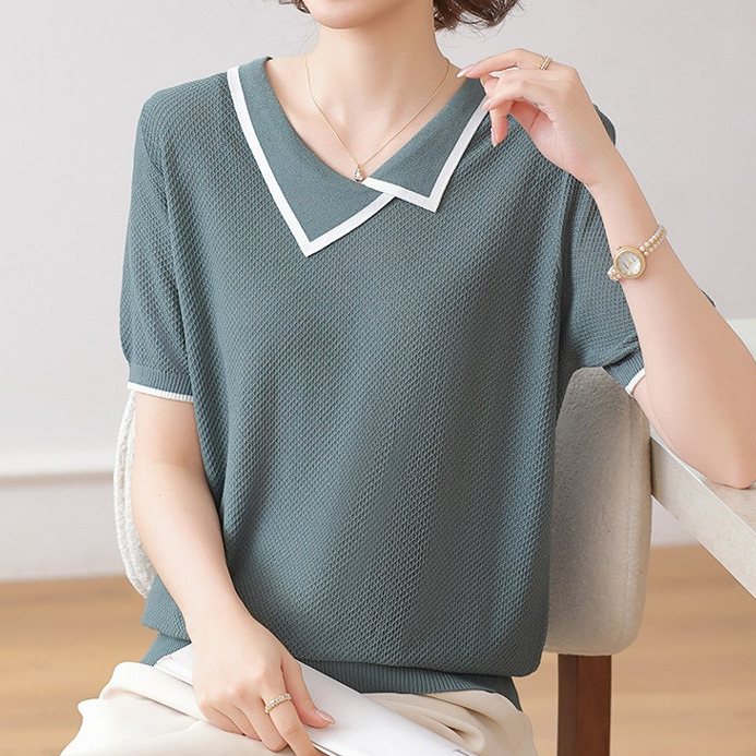 洋氣冰絲短袖T恤中年女裝夏裝2026新款薄小衫中老年夏季上衣