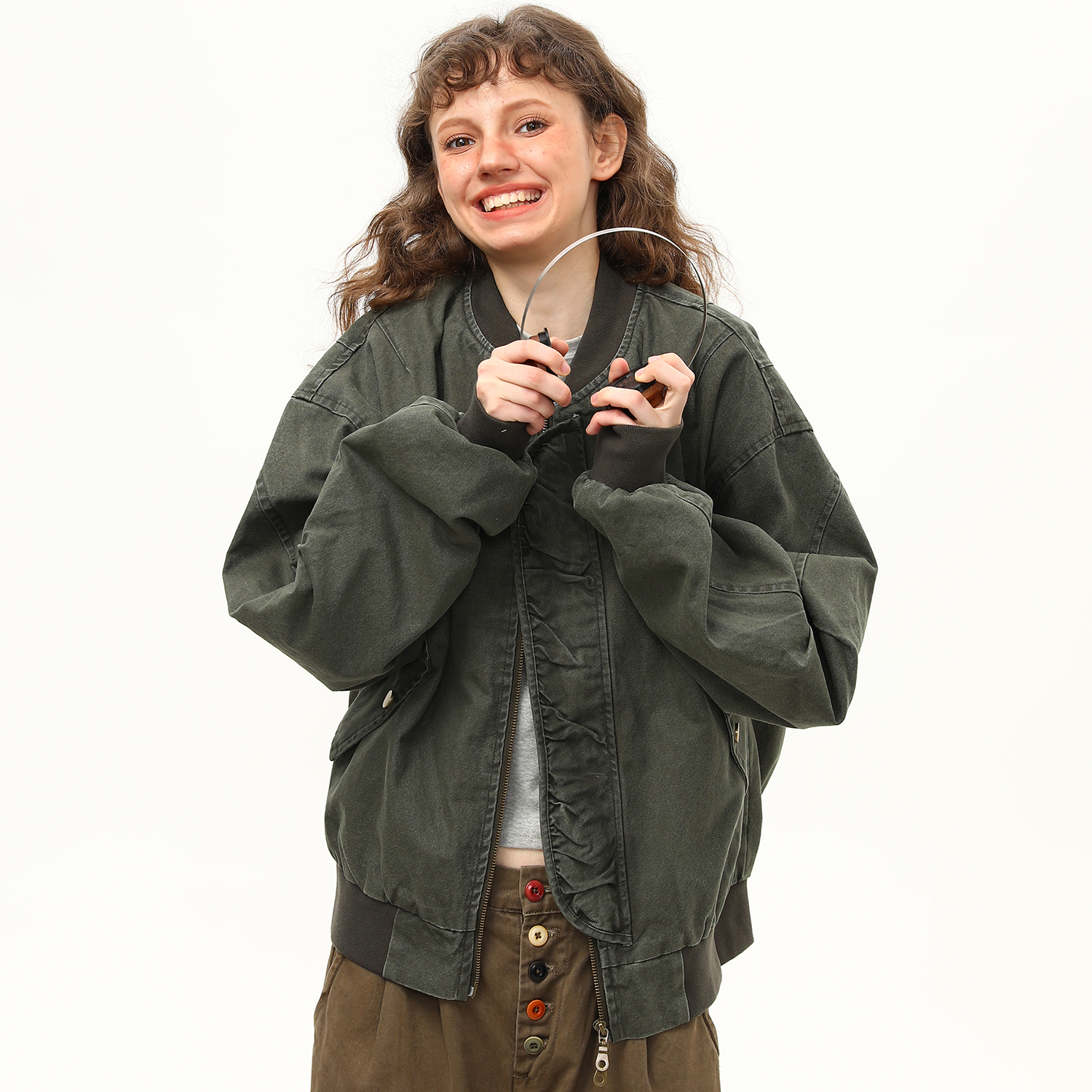 美式潮牌飛行員夾克秋季水洗重磅工裝外套男女寬鬆百搭