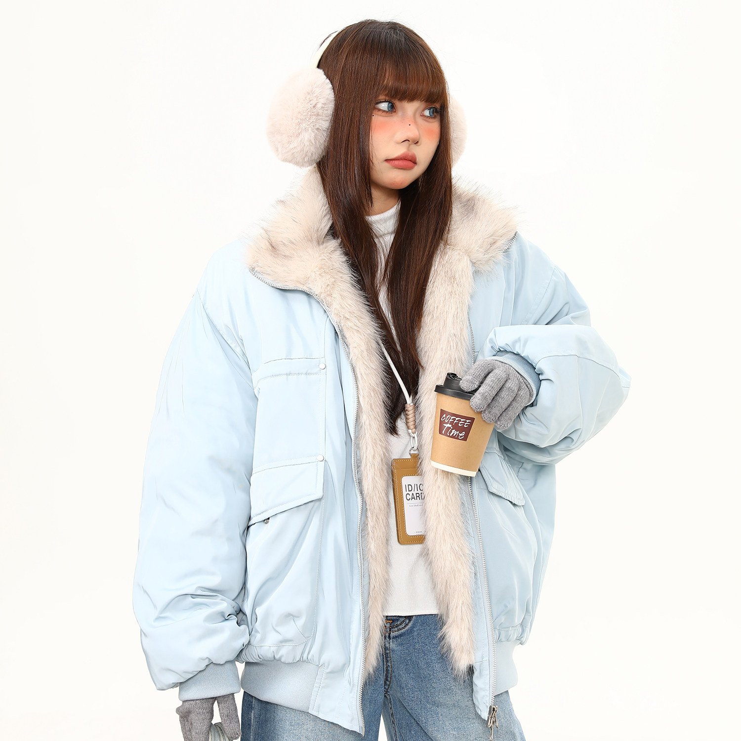 美式復古立領座山雕棉服外套女冬季加厚保暖情侶過冬棉襖