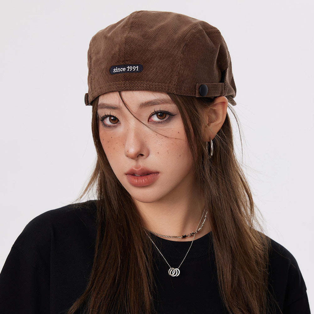 美式辣妹咖啡色反戴前進帽女街頭棕色畫家貝雷帽偵探報童帽子