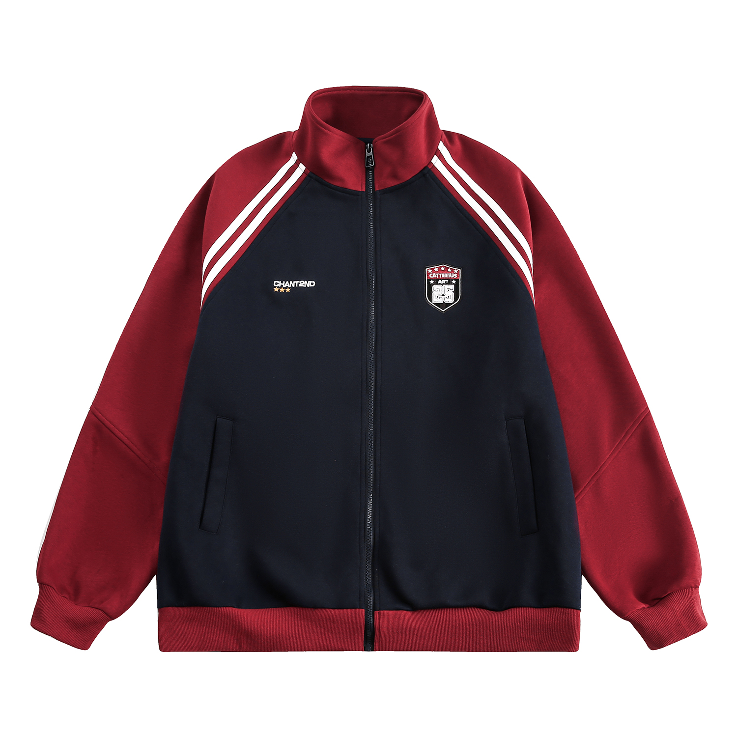 美式復古衛衣外套女秋冬季高級感拼接插肩袖衛衣開衫