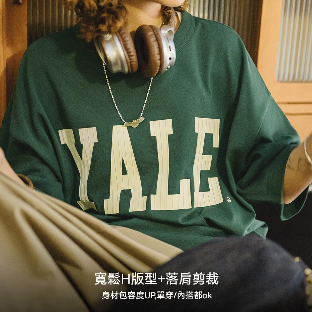 美式撞色字母印花T恤學院風耶魯大學純棉短袖上衣女夏季