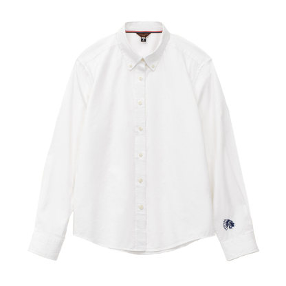 全純棉翻領西裝牛津紡襯衫刺繡疊穿長袖內搭上襯衣女士春