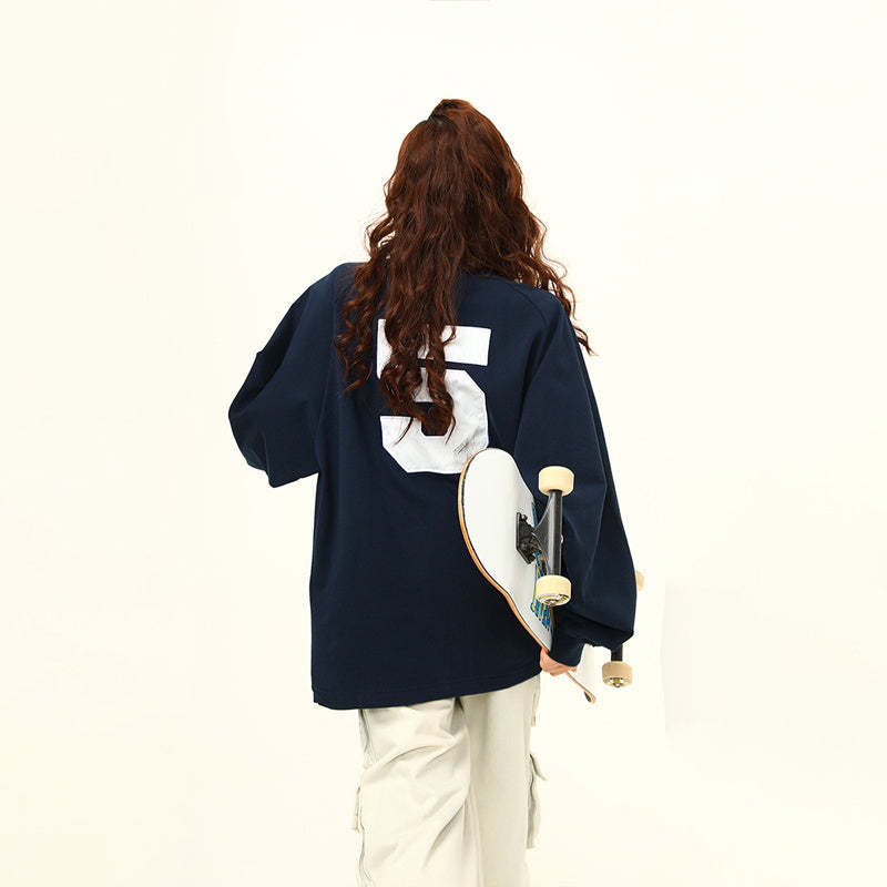 美式復古運動風字母套頭衛衣女寬鬆秋季百搭上衣