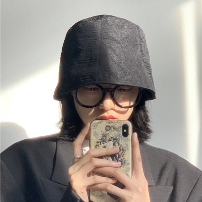 防曬水桶漁夫帽遮陽帽夏天盆帽ins日系禁欲系黑色遮臉