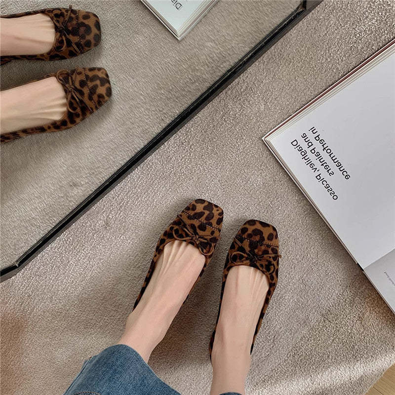 軟底蝴蝶結單鞋女春秋新款法式氣質晚晚鞋通勤芭蕾平底鞋