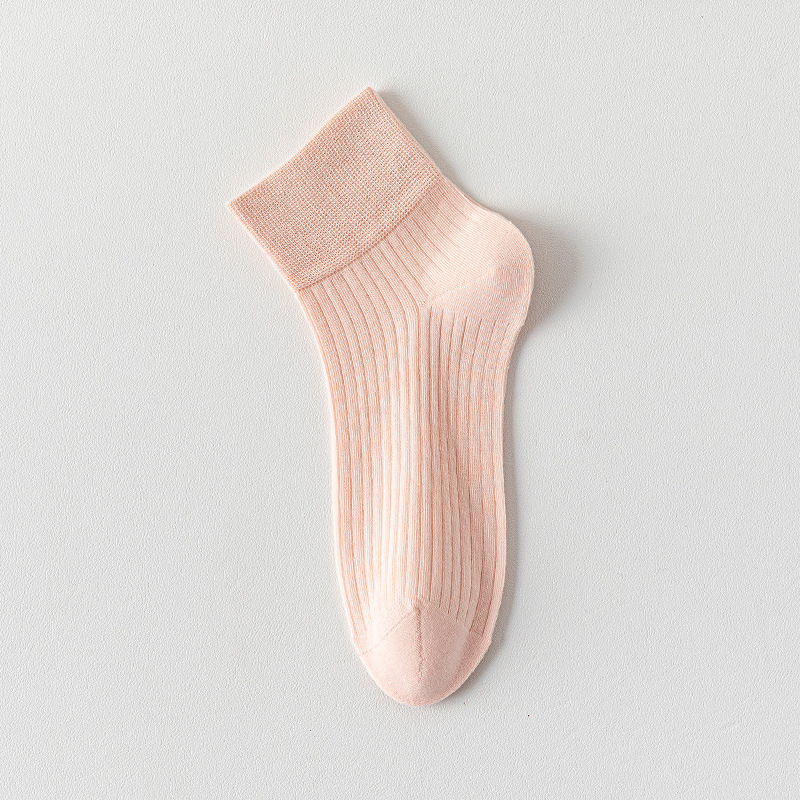 超薄無骨款舒適不勒脚吸汗透氣糖果色耐磨簡約短中筒棉襪女夏