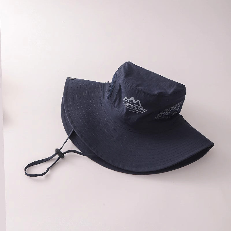 美式復古休閒卡其色登山帽女夏季防曬透氣遮陽漁夫帽子釣魚露營帽