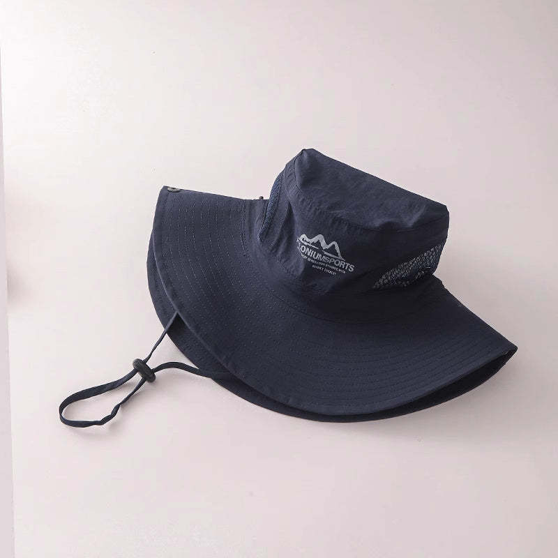 美式復古休閒卡其色登山帽女夏季防曬透氣遮陽漁夫帽子釣魚露營帽