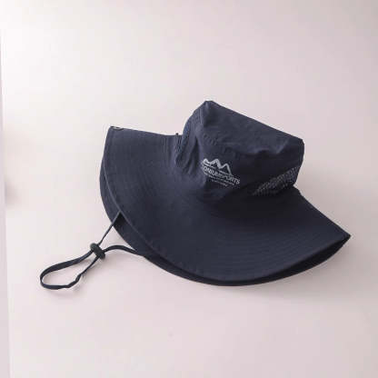 美式復古休閒卡其色登山帽女夏季防曬透氣遮陽漁夫帽子釣魚露營帽