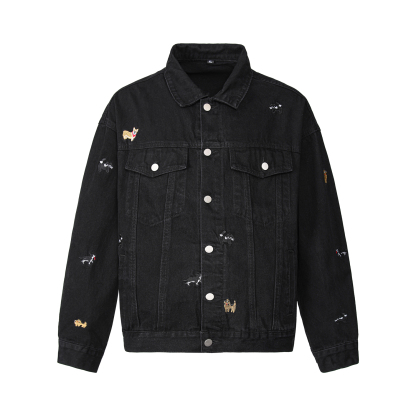 可愛猫狗刺繡牛仔外套女2025新款寬鬆慵懶小個子牛仔衣秋季