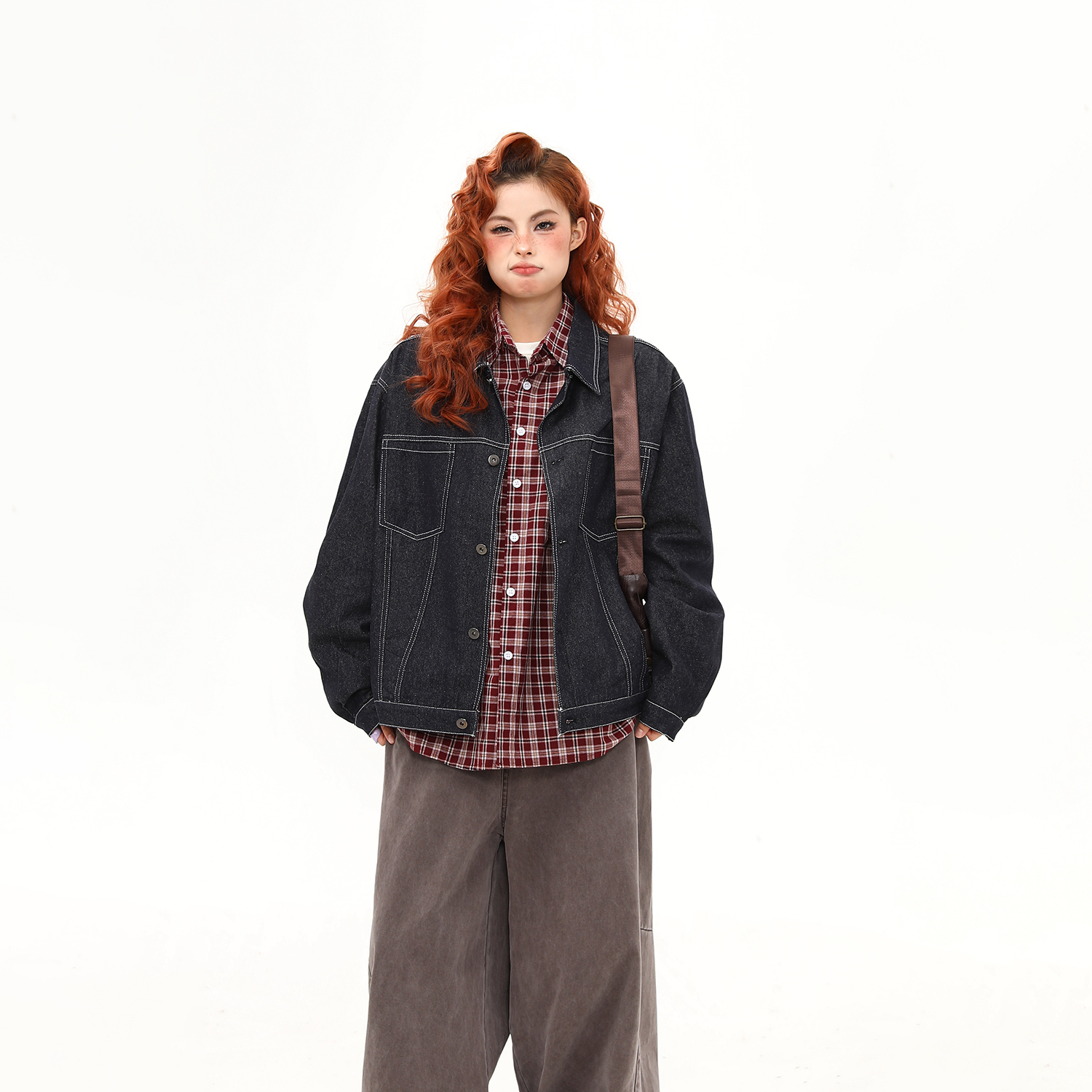 美式復古丹寧原色短款牛仔外套女秋冬寬鬆百搭夾克上衣