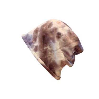 美式復古紮染堆堆帽子女卷邊顯臉小街頭休閒針織素顏包頭冷帽頭巾