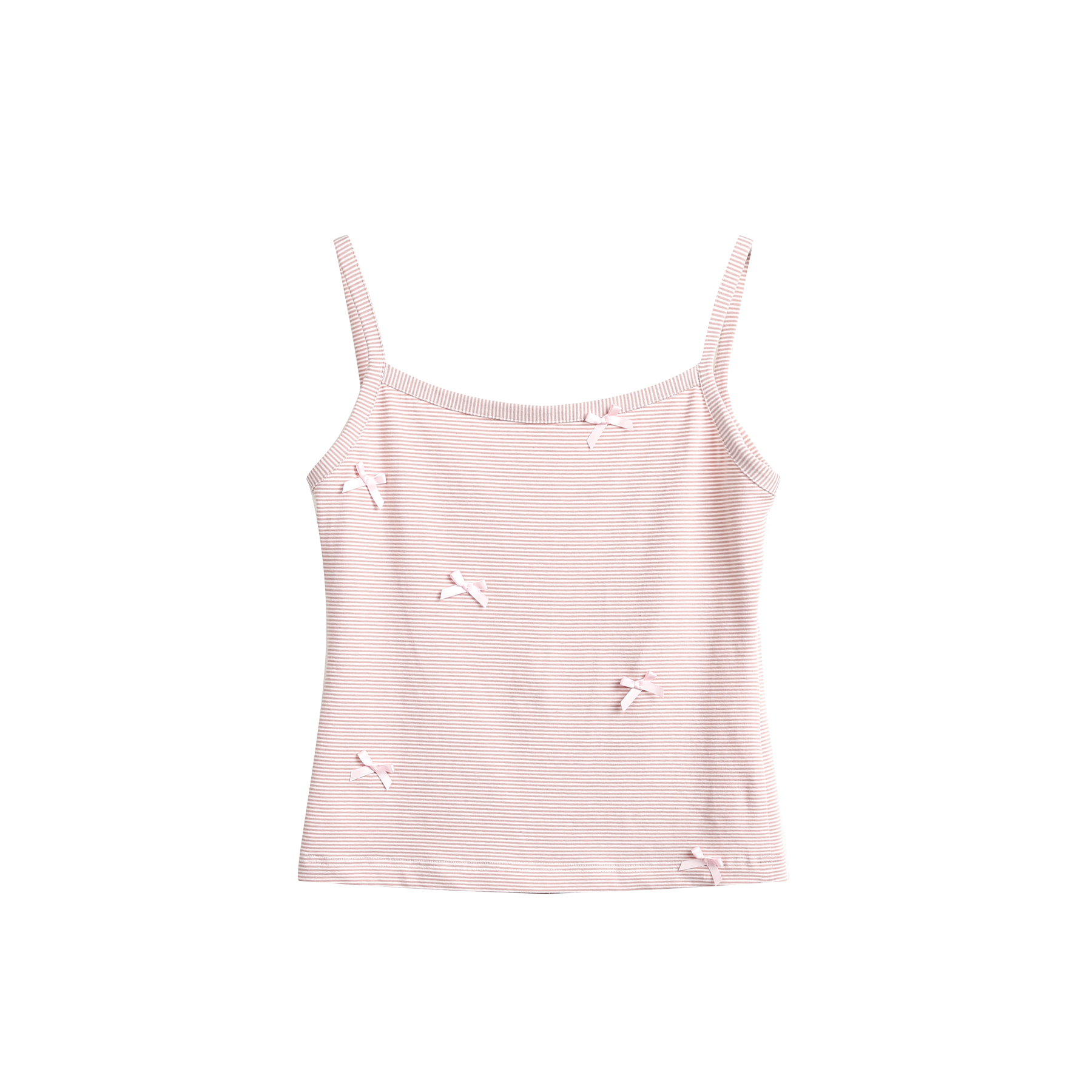 少女感粉色蝴蝶結條紋小吊帶女修身絕美背心2025新款外穿無袖上衣