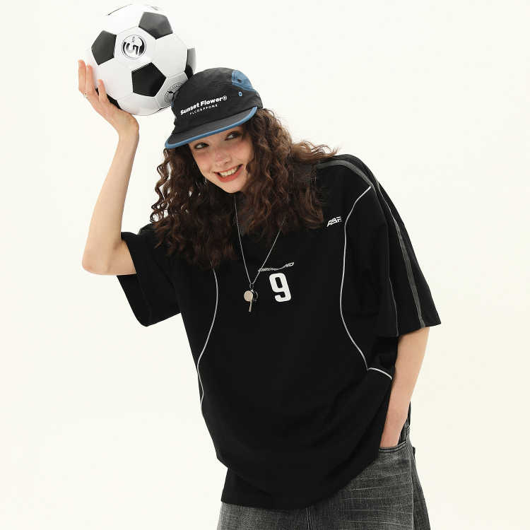 美式街頭Polo翻領學院風高級感短袖T恤女百搭T賉