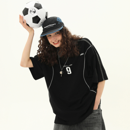 美式街頭Polo翻領學院風高級感短袖T恤女百搭T賉