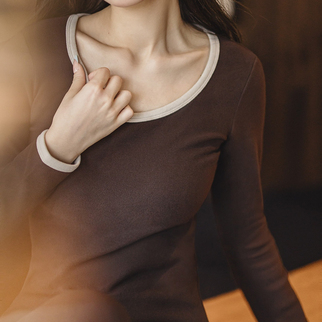 保暖套裝加德絨圓領針織卫生裤貼身內衣打底肌底衣保溫冬季女士