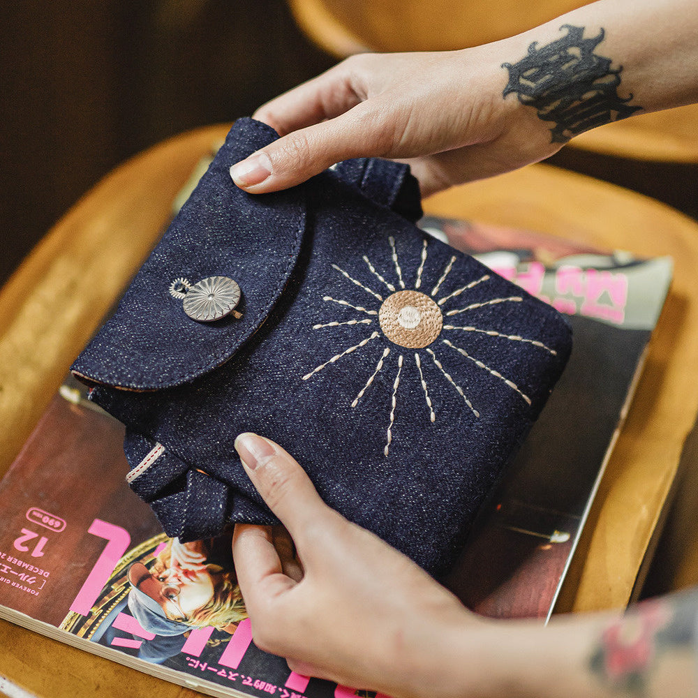 美式復古刺繡丹寧斜挎包印第安民族風牛仔布手機包女